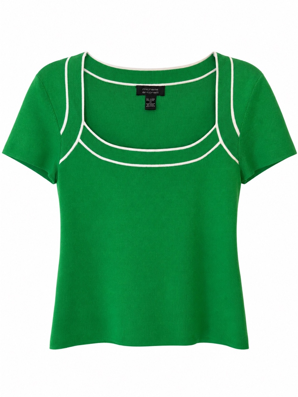 Summer Top green with white piping size M knit